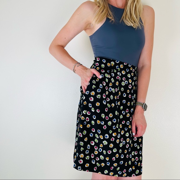 Vintage Jones New York midi skirt geometric print dots - Picture 4 of 6